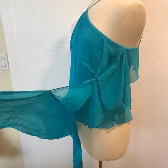 Maxazria Collection halter top Sz S/M aqua wrap - Picture 6 of 8